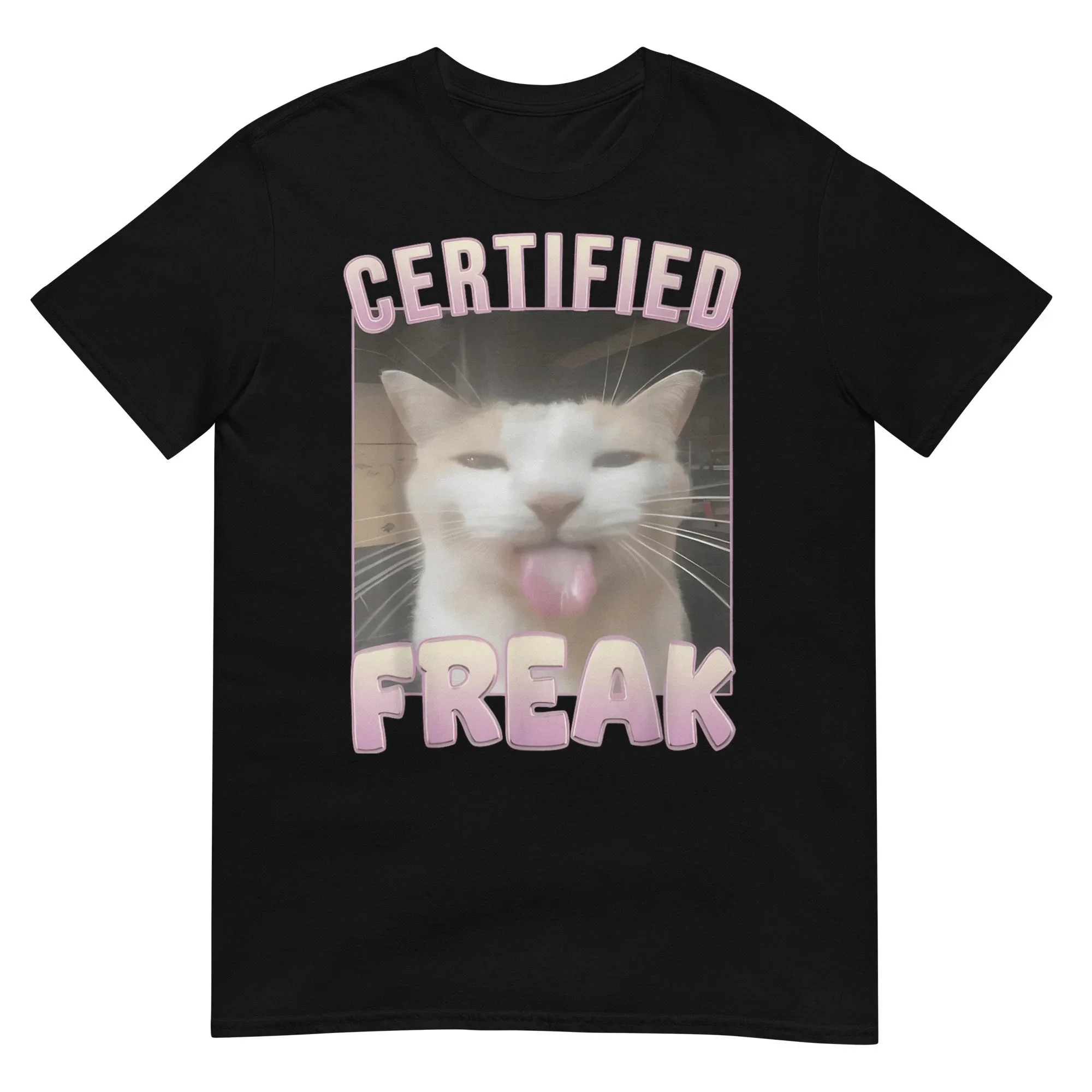 Certified Freak Funny Cat T-shirt Unisex Men Women Opium Merch Fashion Big Size Top Short Sleeve Letter Print Tee S-3xl