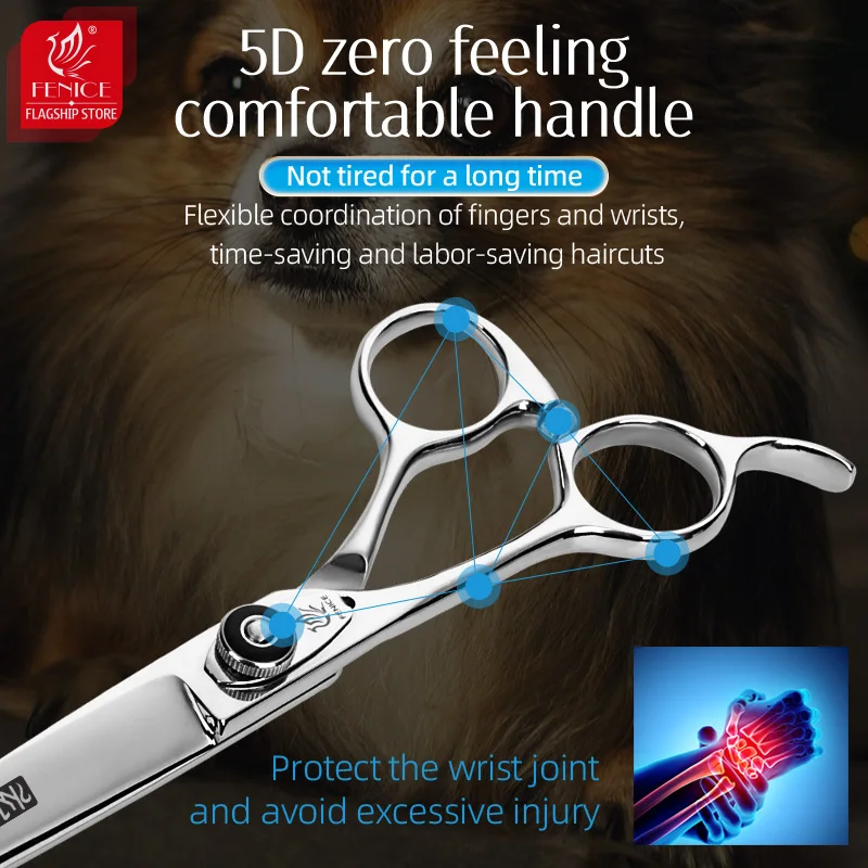 Imagem -05 - Fenice Professional Mão Esquerda 6.5 Polegada Straight Pet Dog Grooming Scissors Shears Dog Scissors Cães Produtos