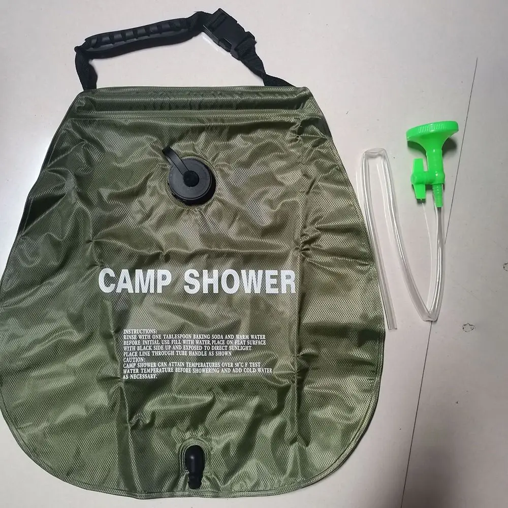 حقيبة استحمام تعمل بالطاقة الشمسية قابلة للطي لتخزين المياه أكياس استحمام خارجية محمولة مفتاح تشغيل وإيقاف 20 لتر أكياس دش المياه