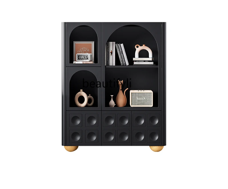 

Высокий шкаф, французский буфет, встроенный шкаф для гостиной из цельной древесины, современный минималистичный фотошкаф