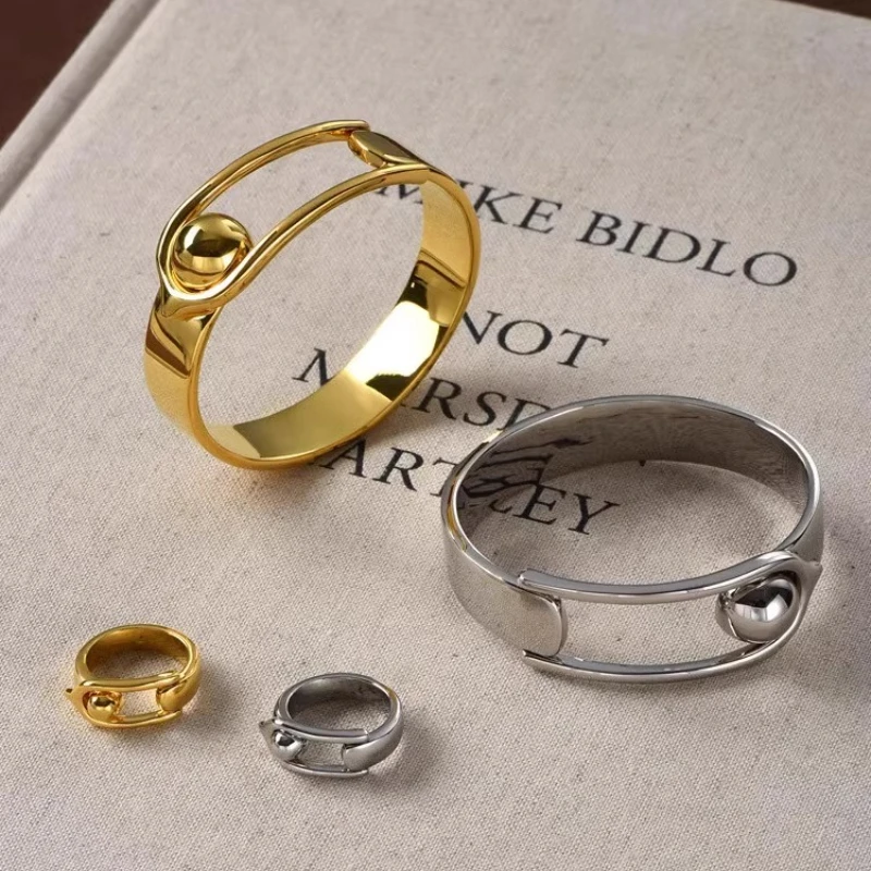 

Metal Ball Buckle Bracelets for Women Brass Plated 18k Gold Bangles High-quality Fashion Jewelry Bangle Luxury Gift