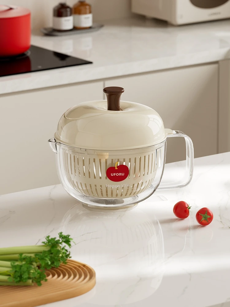 Joined Large Salad Spinner with Drain, Bowl, and Colander - Quick and Easy Multi-Use Lettuce Spinner, Vegetable Dryer, Fruit Was