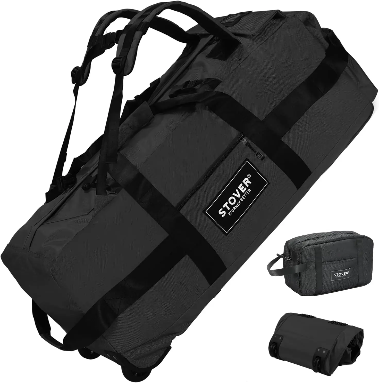 

100L Rolling Duffel Bag with Wheels, Extra Large Durable Travel Luggage with Toiletry Bag, Carry-On or Backpack, Heavy Duty