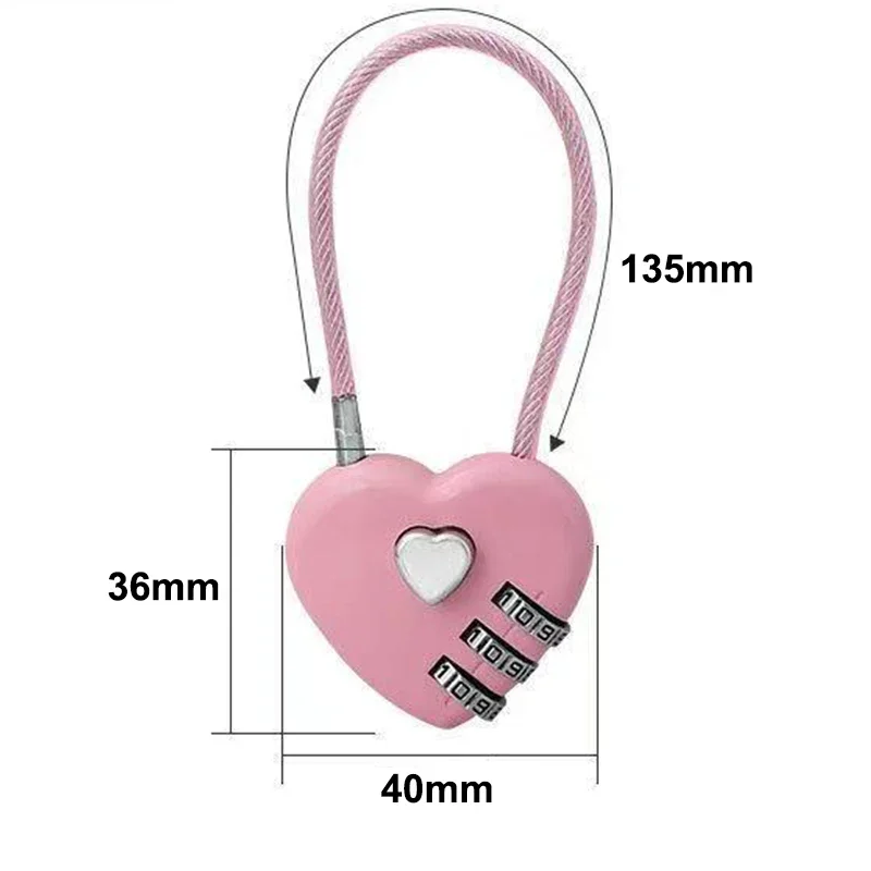 Love Lock Wedding Lock Heart Love Combination Lock School Bag Backpack Trolley Box Concentric Lock Color Zinc Alloy