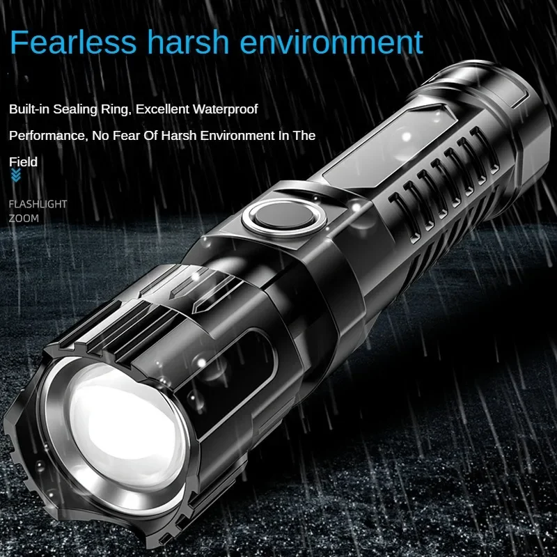 USB Rechargeable Flashlight Telescopic Zoom Wide Beam Handheld Torch Super Bright Waterproof Flashlights