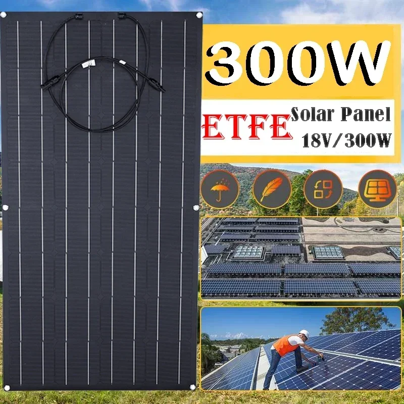 300W(#100W) ETFE Solar Panel Portable Solars Cell Energy Charger Connector for Smartphone Charging Power System Car Camping