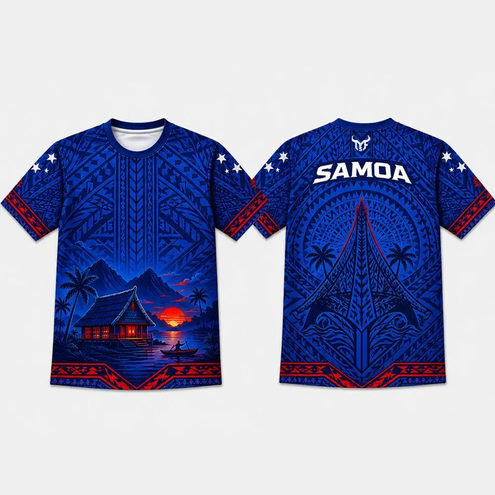 Samoa Tribal Style 3D Print T-shirt Polynesian Traditional Tattoo Pattern Streetwear Outdoor Sports Breathable Casual Jersey