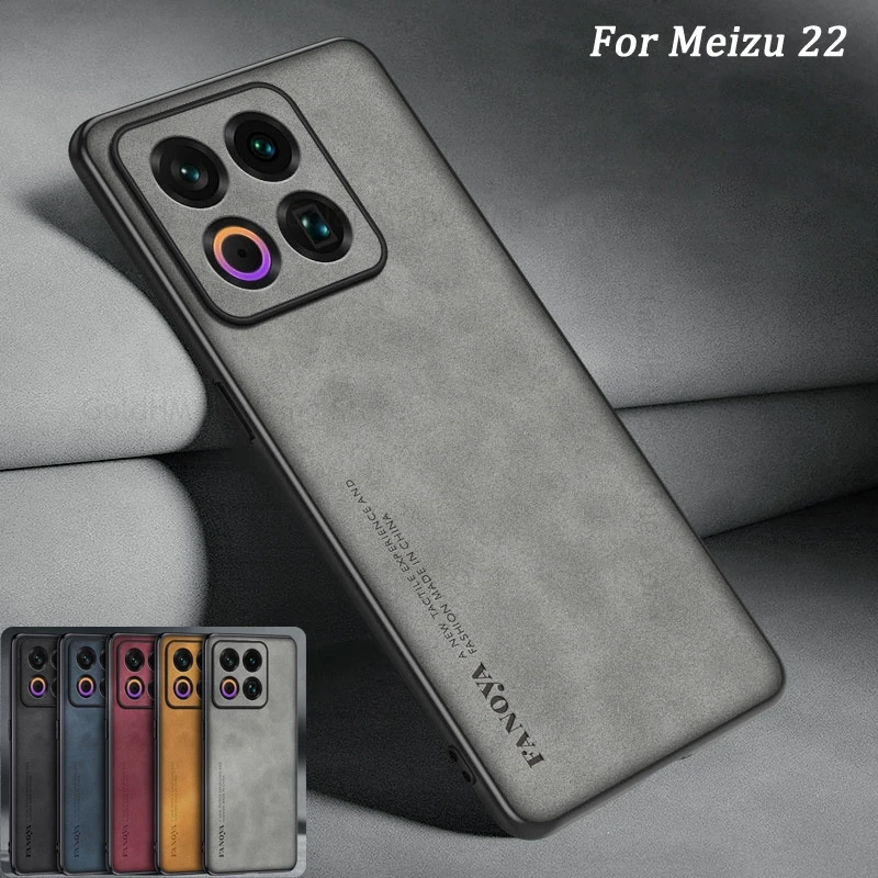 

Shell For Meizu 22 Lucky 08 Sheepskin Leather Phone Case For Meizu 21 Note 16 Pro 18X 18 20 Pro Soft Silicone Phone Bumper Cover