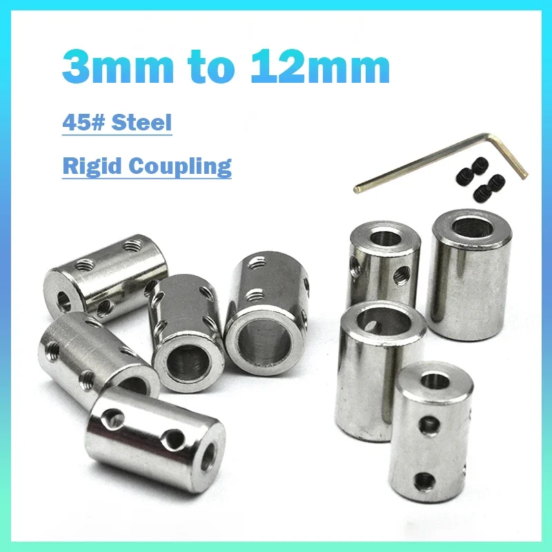 1Pcs Rigid Coupling 3/4/5/6/6.35/7/8/10/12mm Motor Shaft Variable Diameter Conversion Connector Cylindrical Coupling DIY Model