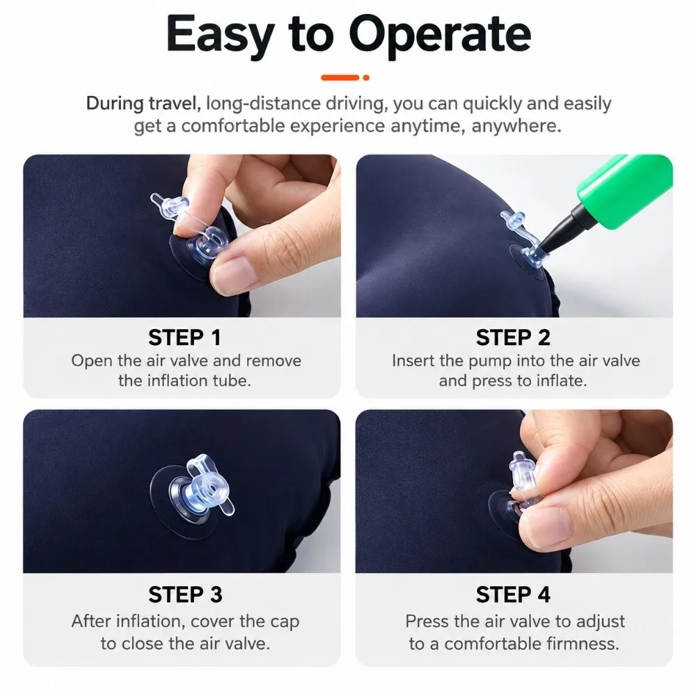 Comfortable PVC Flocked Travel U-Shaped Pillow Ring-Style Tailbone Support Inflatable Cushion Gluteal Support