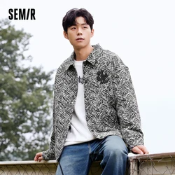 Semir Jacket Men Winter Trendy Texture Sense Design Sense Personality Niche Loose Shirt-Style Embroidered Denim Jacket