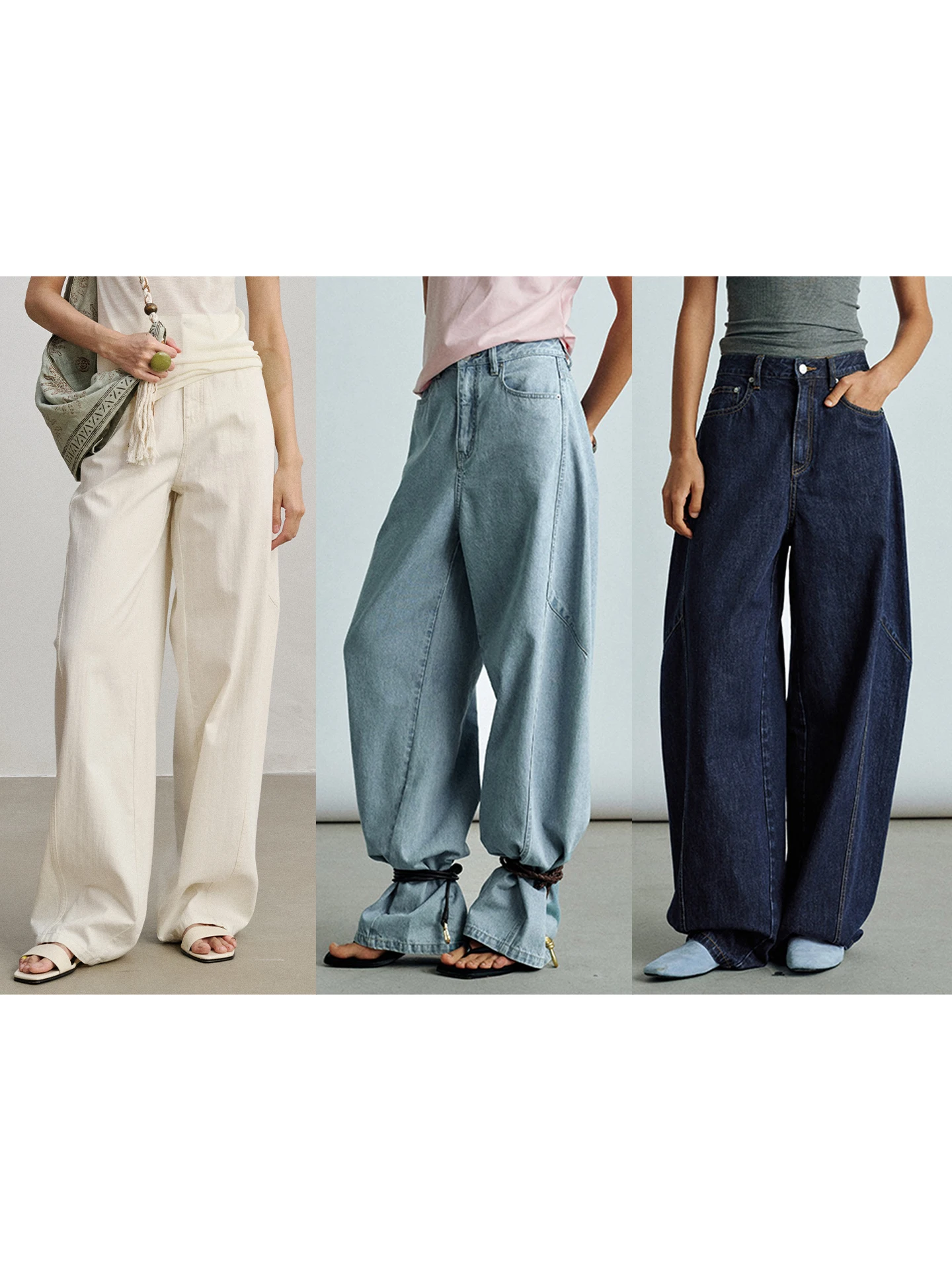 

Джинсы Ayuko с высокой талией и широкими штанинами, японский стиль, свободные, струящиеся, в пол, винтажные, из хлопкового стрейч-денима, женские брюки