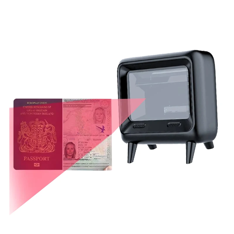 EDOO D61 Groothandel USB RS232 Desktop Omnidirectionele Barcodescanner 1D 2D QR Code & PDF417 MRZ Scannen Reader