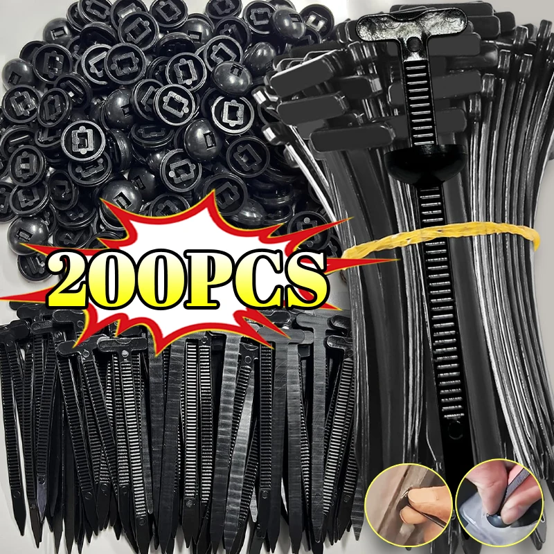 200/10x Fascette per cavi Fibbia in nylon Sostituibile Parafanghi per auto Tronco Protezione motore Pannello Clip per cavi Strumento di gestione Vite di fissaggio automatico