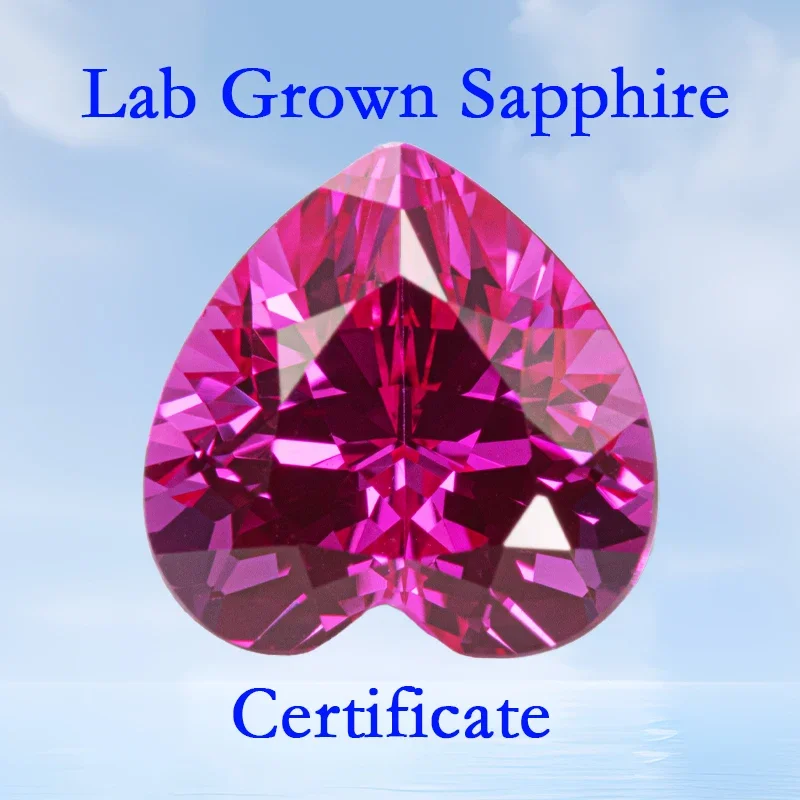 

Lab Grown Sapphire Top Quality Heart Shape Hot Pink Color Charms Bead for Diy Jewelry Making Pendant Selectable AGL Certificate