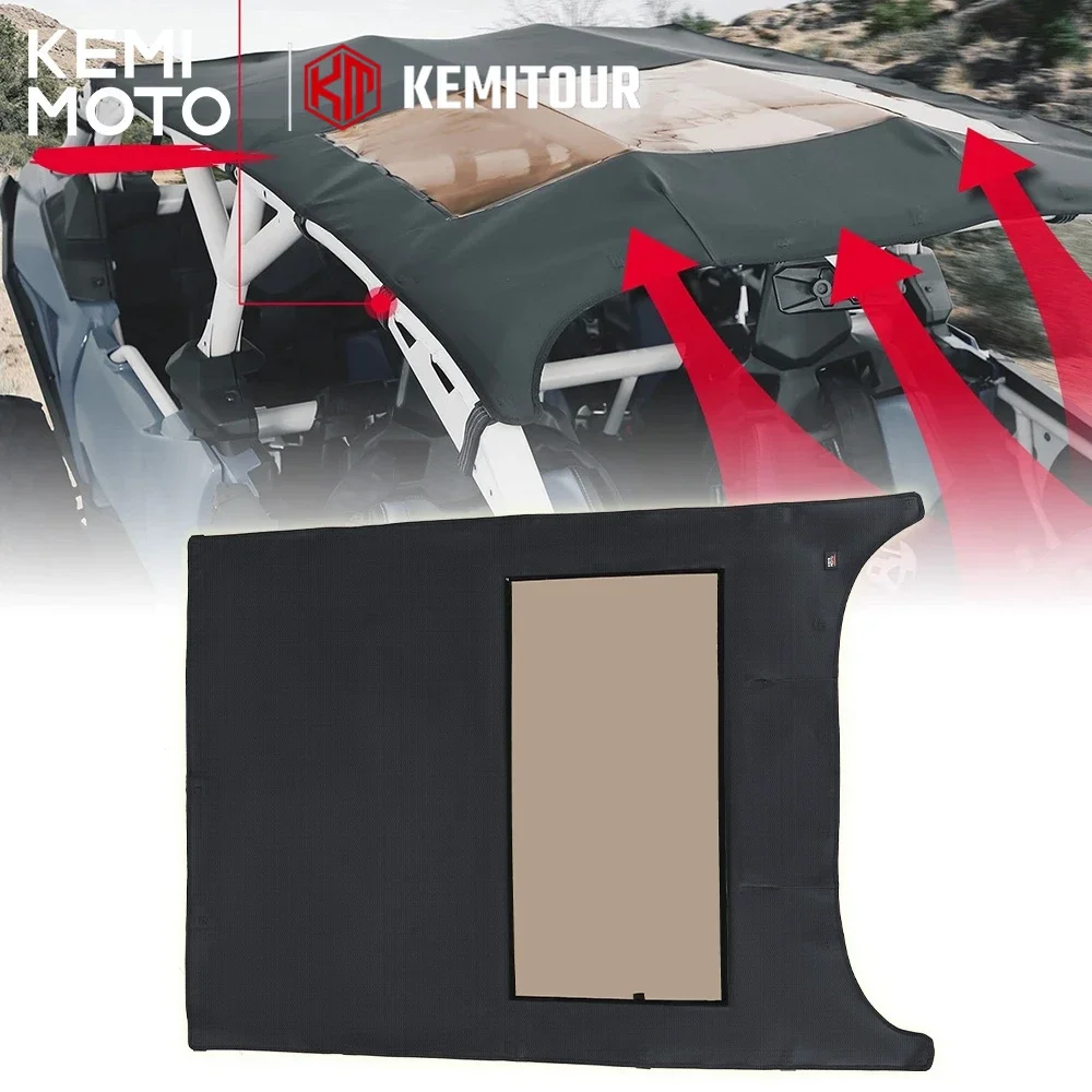 

KEMIMOTO UTV PVC Sun Visor Waterproof Canvas Soft Roof Top For Can Am Maverick X3 Max 4x4 XDS XRS XMR Turbo DPS 4 Doors 2017+