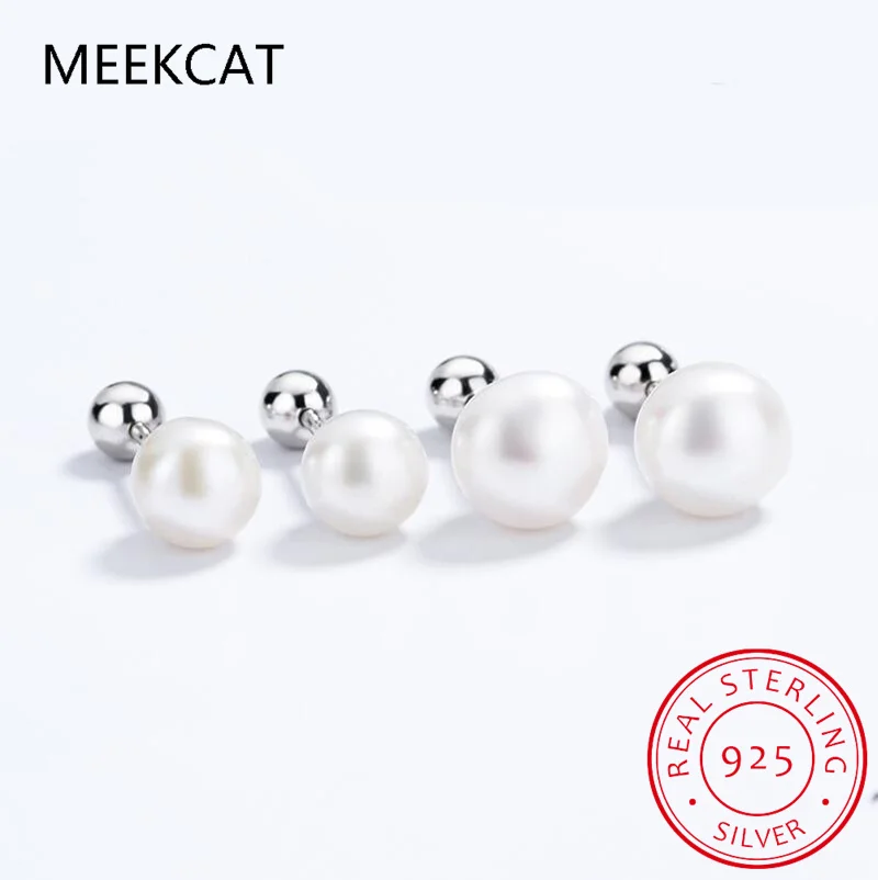 Real 925 Sterling Silver modna perła słodkowodna śruba kolczyk dla kobiet impreza Mini minimalistyczna biżuteria DA2290