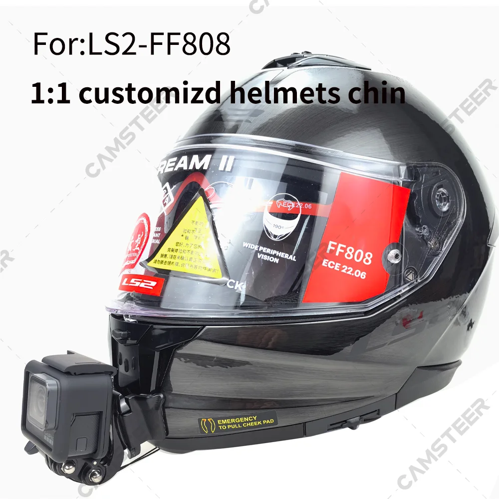 LS2 FF808 Customized Helmet Chin Mount for GoPro12 11 10 9 DJI Action3/4 Insta360 Ace pro X4 X3 Action Camera Accessories