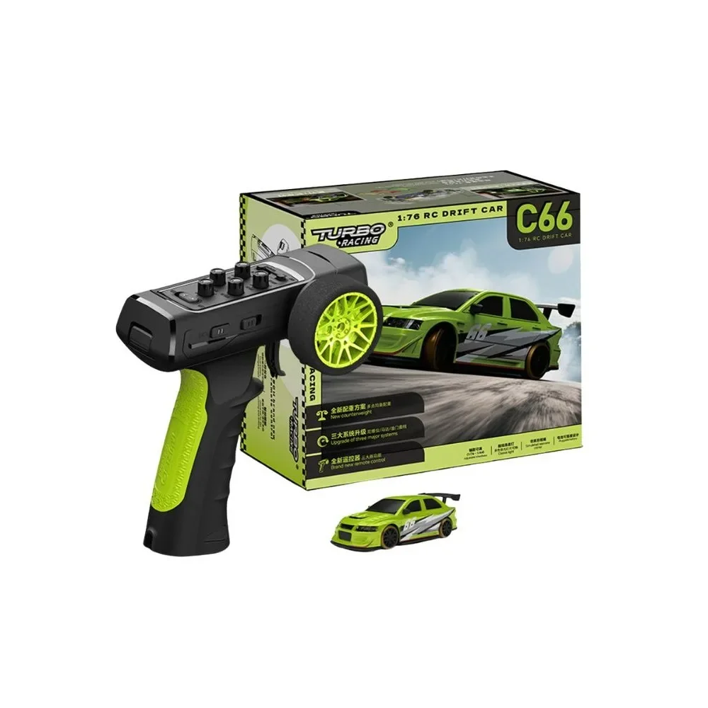 รถแข่งเทอร์โบ C66 RTR 1/76 2.4G RWD มินิดริฟท์ RC พร้อมไจโรสโคปและไฟ LED - รถแข่งบนถนนแบบ RC
