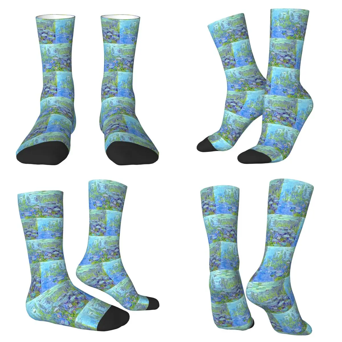 جوارب نسائية طويلة زنابق الماء كلود مونيه (19) جوارب فائقة النعومة لجميع المواسم جوارب طويلة هدية عيد ميلاد الرجل والمرأة #1