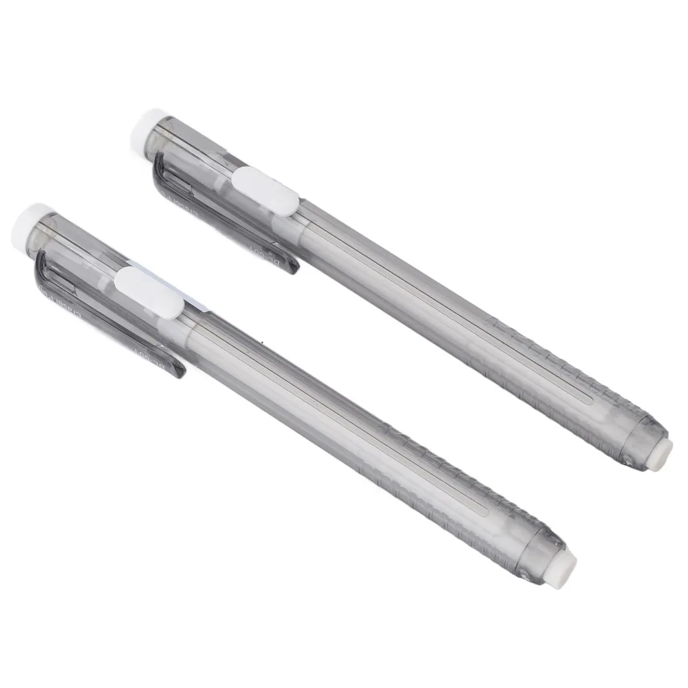 12Pcs Plastic Retractable Mechanical Eraser Grey Pen Length 13.5cm Mechanical Eraser Pen Refillable Eraser Set for Office