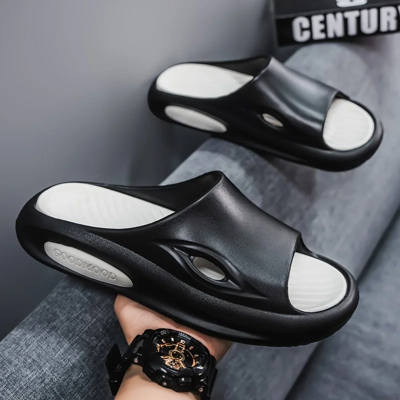 Summer Men's Slippers Home Beach Color Block Lightweight Casual Large-sized Personalized Anti-slip Silent Soft-soled Sandals