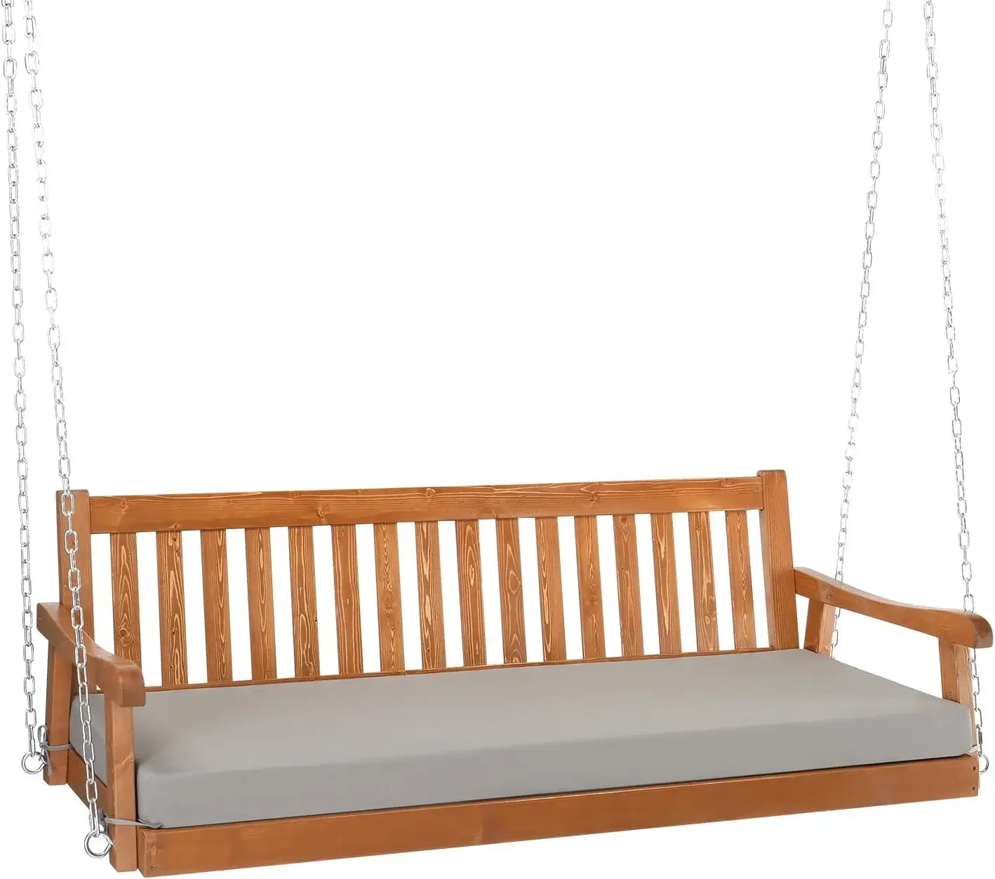 Upgraded 6 FT Pine Wood Porch Swing Daybed, Heavy Duty 880 LBS Patio Hanging Swing Sofa Bench with Adjustable Chains