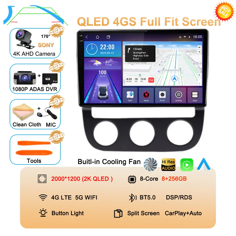 Android 16 Carplay Auto voor Volkswagen Jetta 5 2005 2006 2007 2008 2009 2010 autoradio GPS multimediaspeler 4G head unit stereo