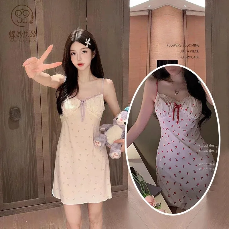 French style sleepwear for women in summer, new Modal camisole nightgown, small, fresh and sweet girl's home outfit