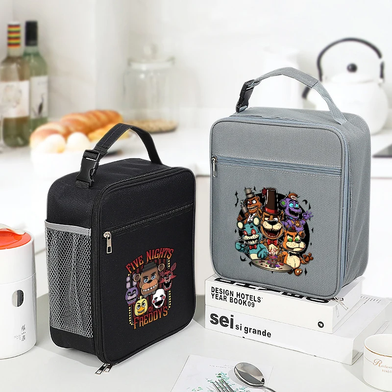 Fnafs حقيبة الغداء سعة كبيرة المحمولة حقيبة عزل بنين بنات موضة أنيمي معزول المبردة الطازجة حفظ حقيبة هدية