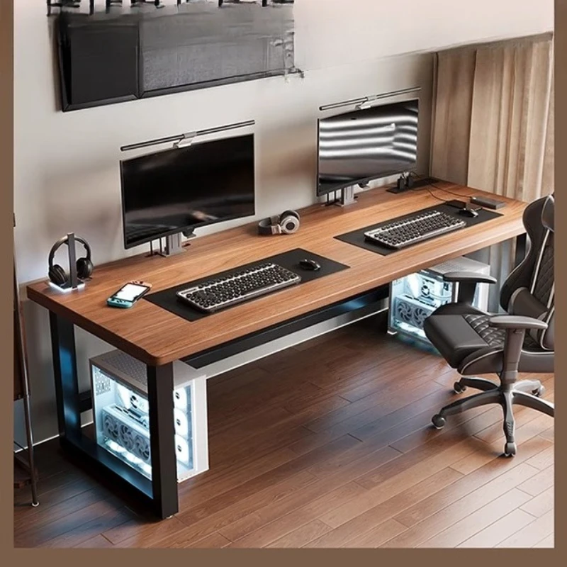 

Solid wood large board double computer desk desktop bedroom home desk large long desk workbench two people e-sports table