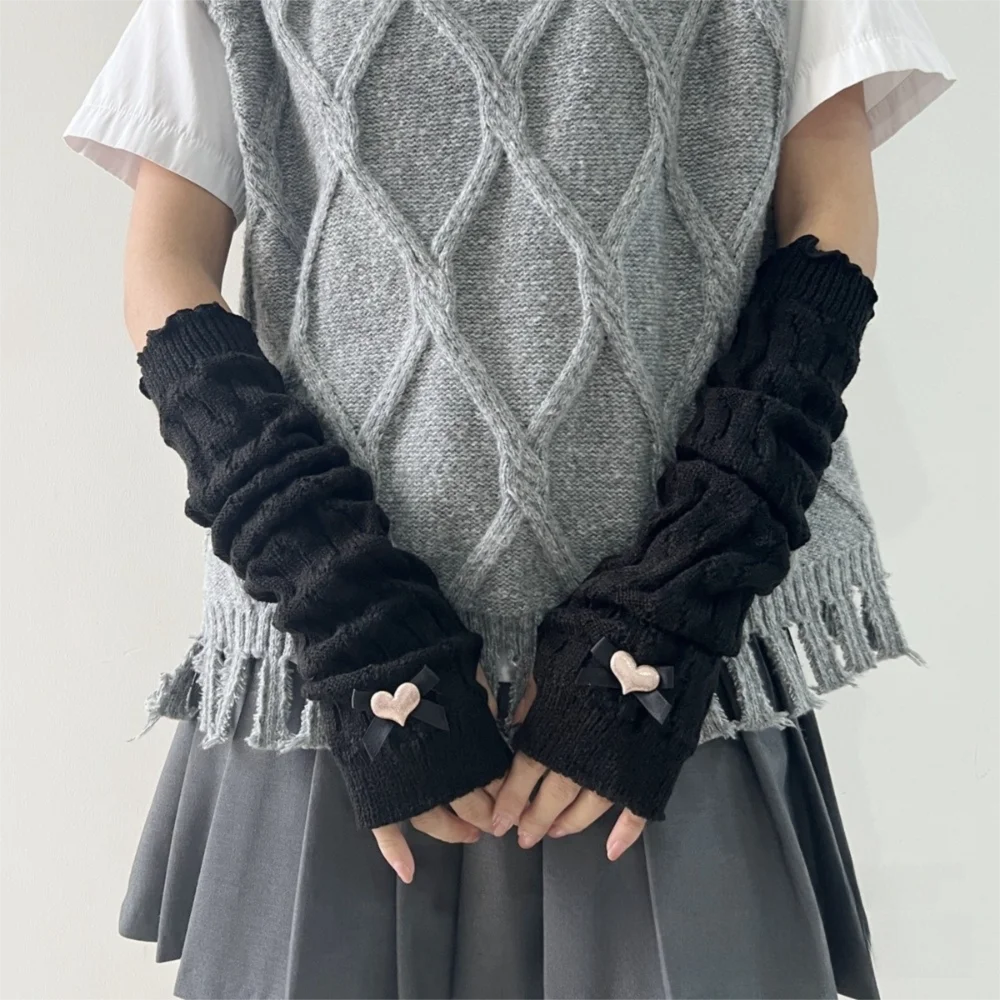 Nuevo Guantes calentadores de brazos largos tejidos a prueba de frío guantes sin dedos