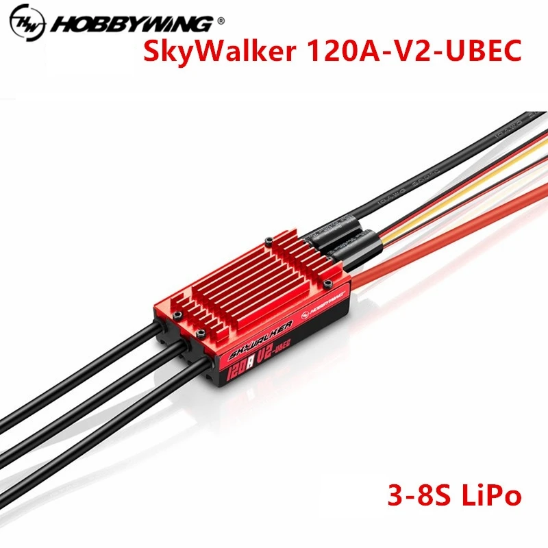 

Hobbywing SkyWalker 120A V2 UBEC Brushless ESC with Backpropulsion Electric Adjustment for Aircraft Fixed Wing