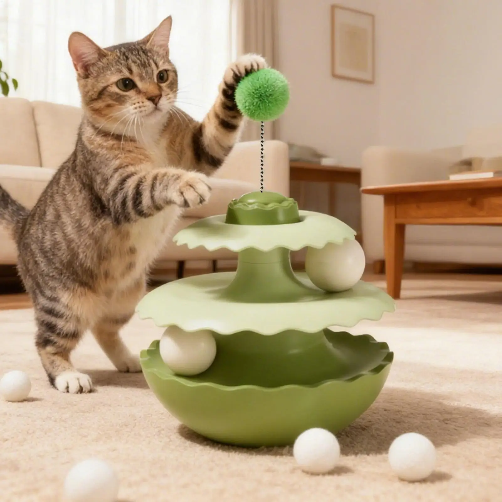 

Indoor Cat Toy Ball Track Mental Physical Exercise Indoor Cats Toy With Rotating Ball For Living Room Bedroom Small Medium Large