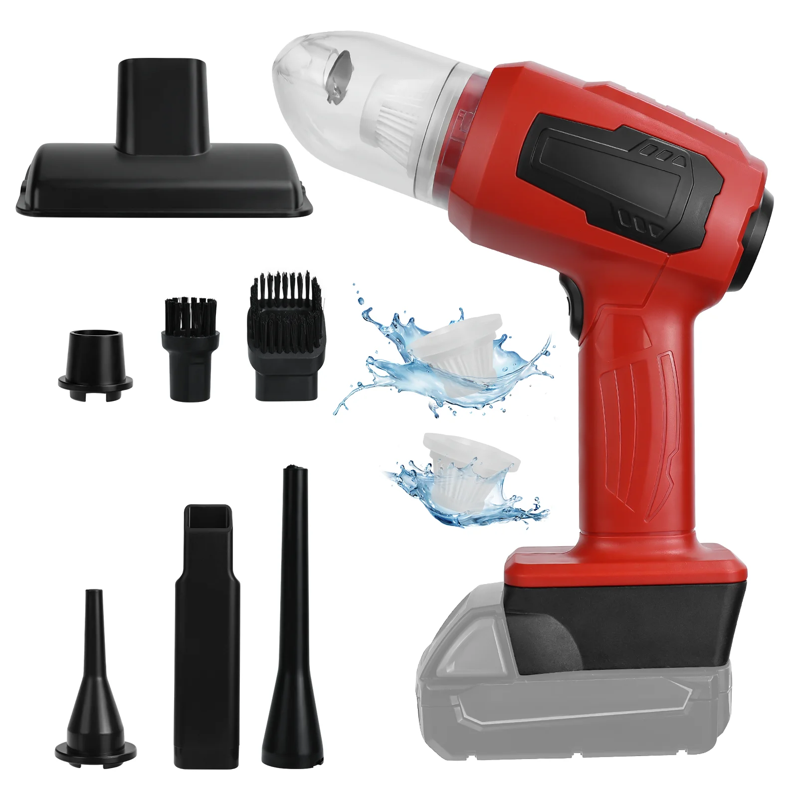 Handheld Car Vacuum Cleaner 120W 10KPA Portable Mini Vacuum Cleaner and Air Duster with Multi-Nozzles for Milwaukee 18V Battery