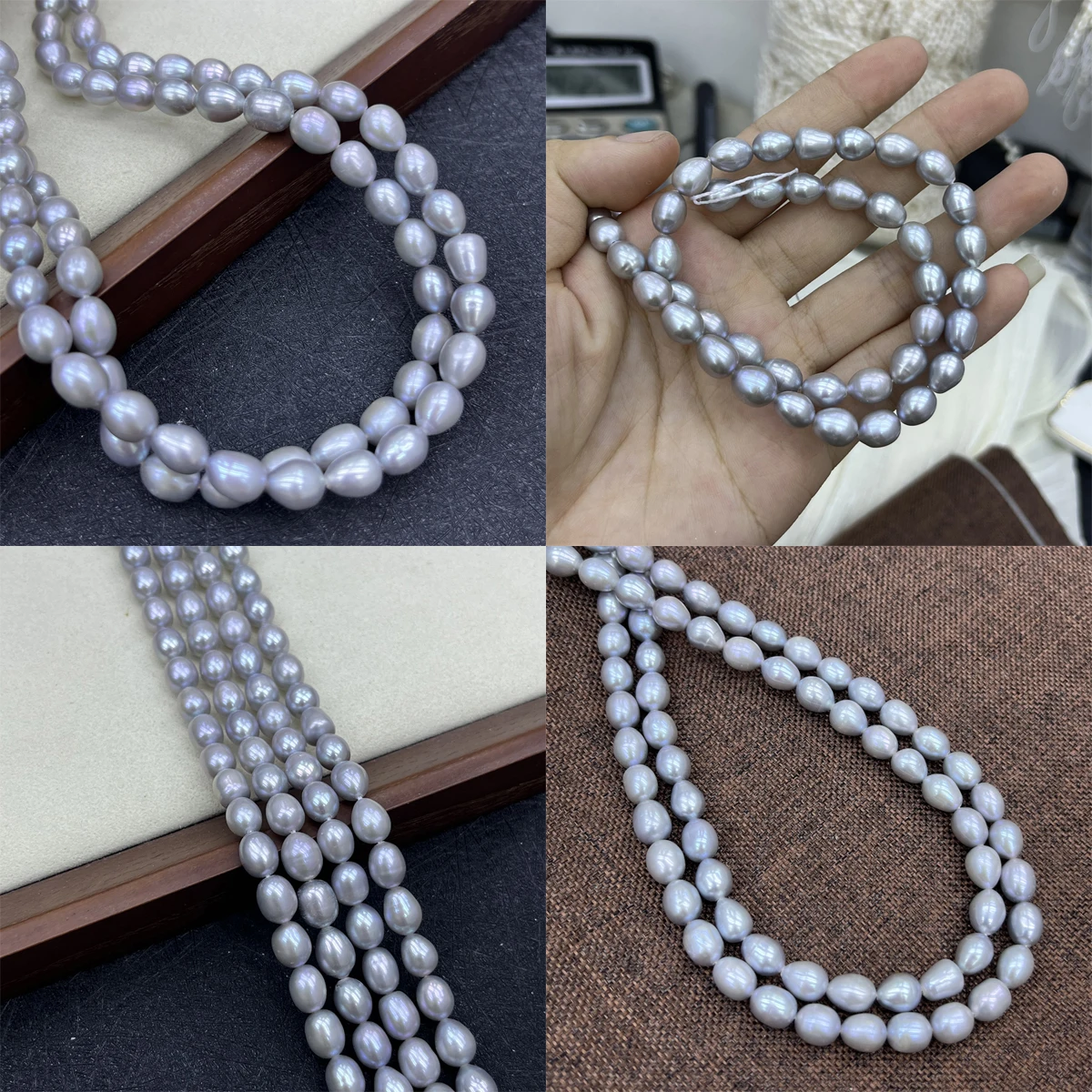 

AAAA 7-8mm High-quality Irradiated Gray Rice-shaped Natural Freshwater Pearl Semi-finished Beads for Jewelry Making DIY Necklace