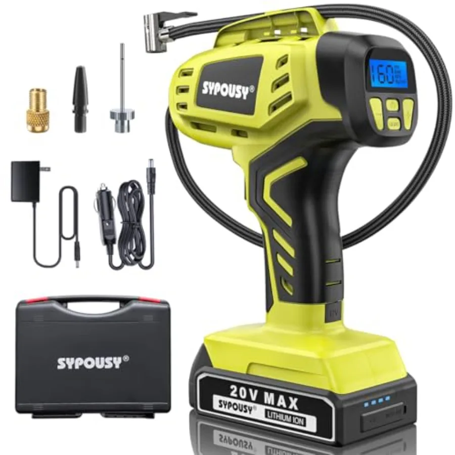 

Tire Inflator Portable Air CompressorDigital Cordless Tire Inflator 2X Faster Car Tire Pump with 20V Rechargeable Battery Dual