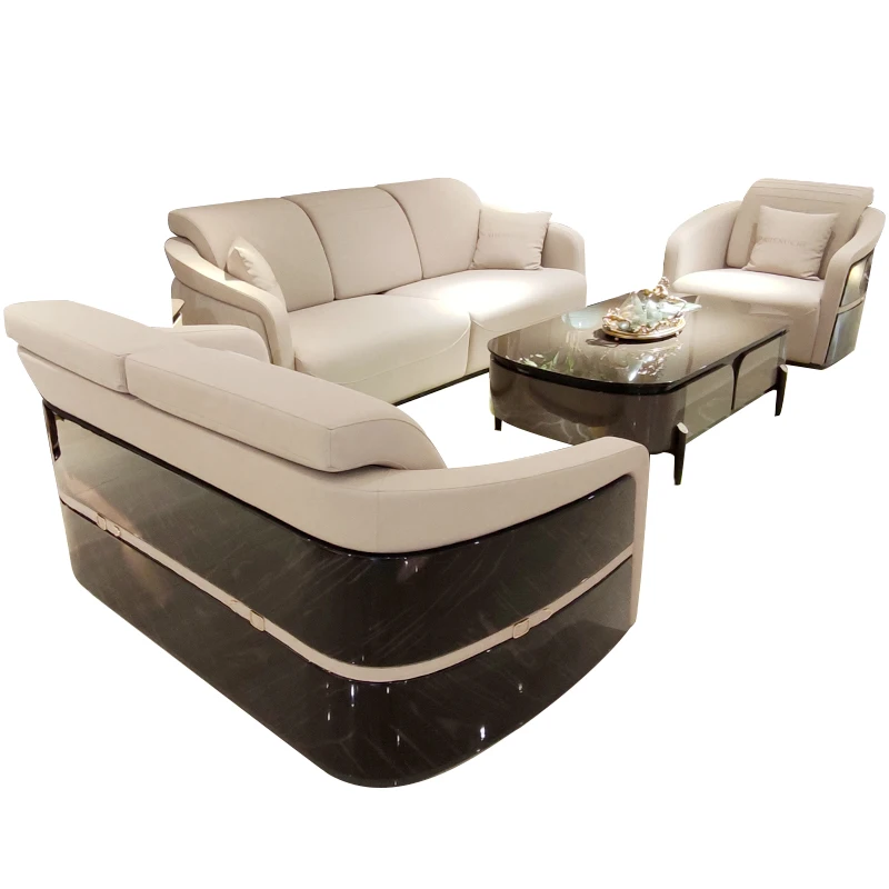 

*Итальянский легкий роскошный диван, постмодернистская простая кожаная вилла, модель гостиной, мебель для комнаты, изготовление на заказ