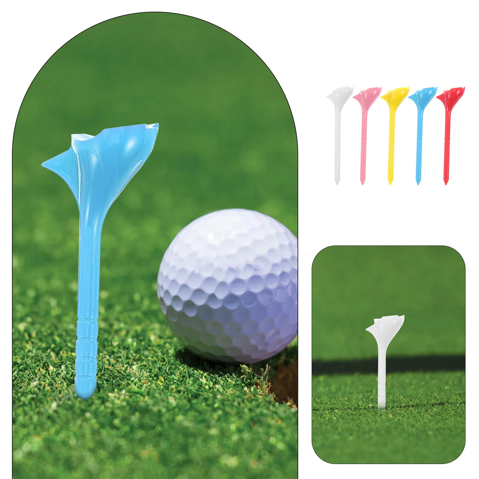 5 قطع من تي شيرتات الجولف البلاستيكية، رؤوس مختلفة اختر اتجاه الكرة، مقاومة أقل، لفة طويلة، تي شيرتات جولف بلاستيكية #6