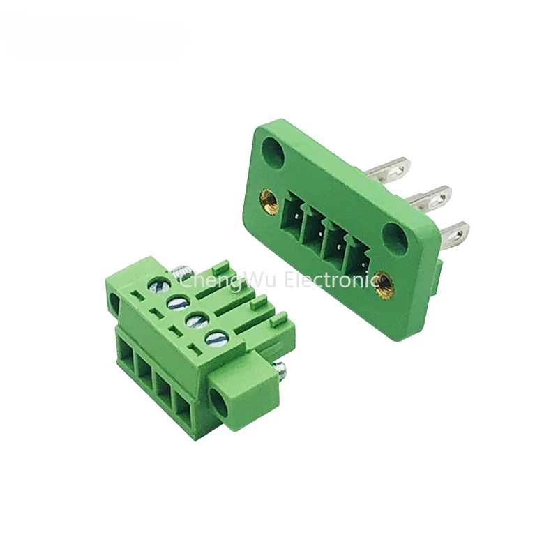 2sets 2EDGWB-3.81 Through Wall Plug in Terminal Blocks Connector 3.81mm 2/3/4/5/6/7/8/10/12pin with Flange Male+Female Socket