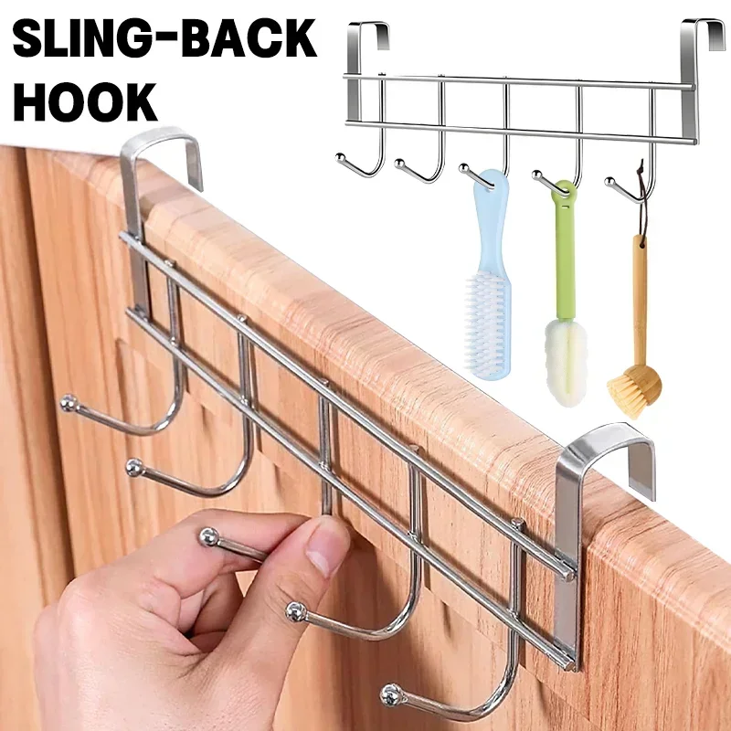 

No Drill Over Door Hooks 5 Hooks Heavy Duty Organizer Space-Saving Wall Hanger for Coat Key Towel in Closet Bedroom Hallway