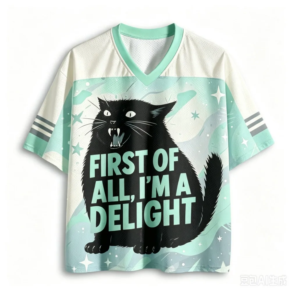 Angry Cat 3D-gedrucktes T-Shirt für Männer und Frauen mit V-Ausschnitt, Übergröße, modisch, lässig, atmungsaktiv, schnelltrocknend, geeignet für Outdoor-Aktivitäten, Eltern-Kind-Kleidung – Detail 5