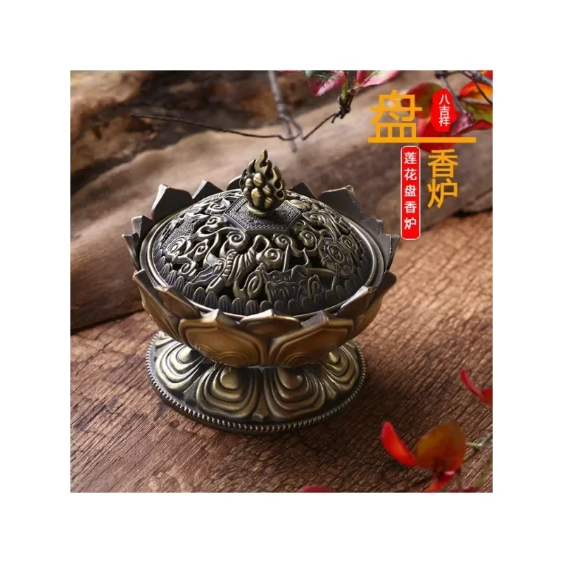 

Lotus Flower Incense Burner Buddhism Buddha Holder Brass Mini Sandalwood Censer Incense Metal Craft Home Decoration