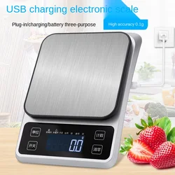 Household stainless steel food baking gram scale 1g precision 10kg platform kitchen scale electronic scale Battery version