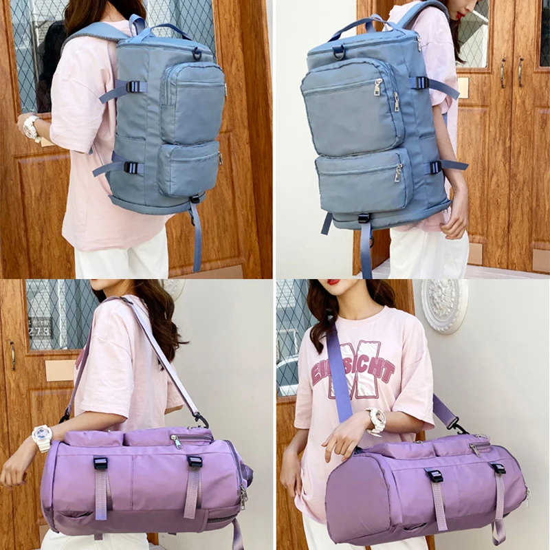 IKE MARTI Large Capacity Women Shoulder Travel Backpack Lady Weekend Sports Yoga Luggage Zipper Bags Multifunction Crossbody Bag