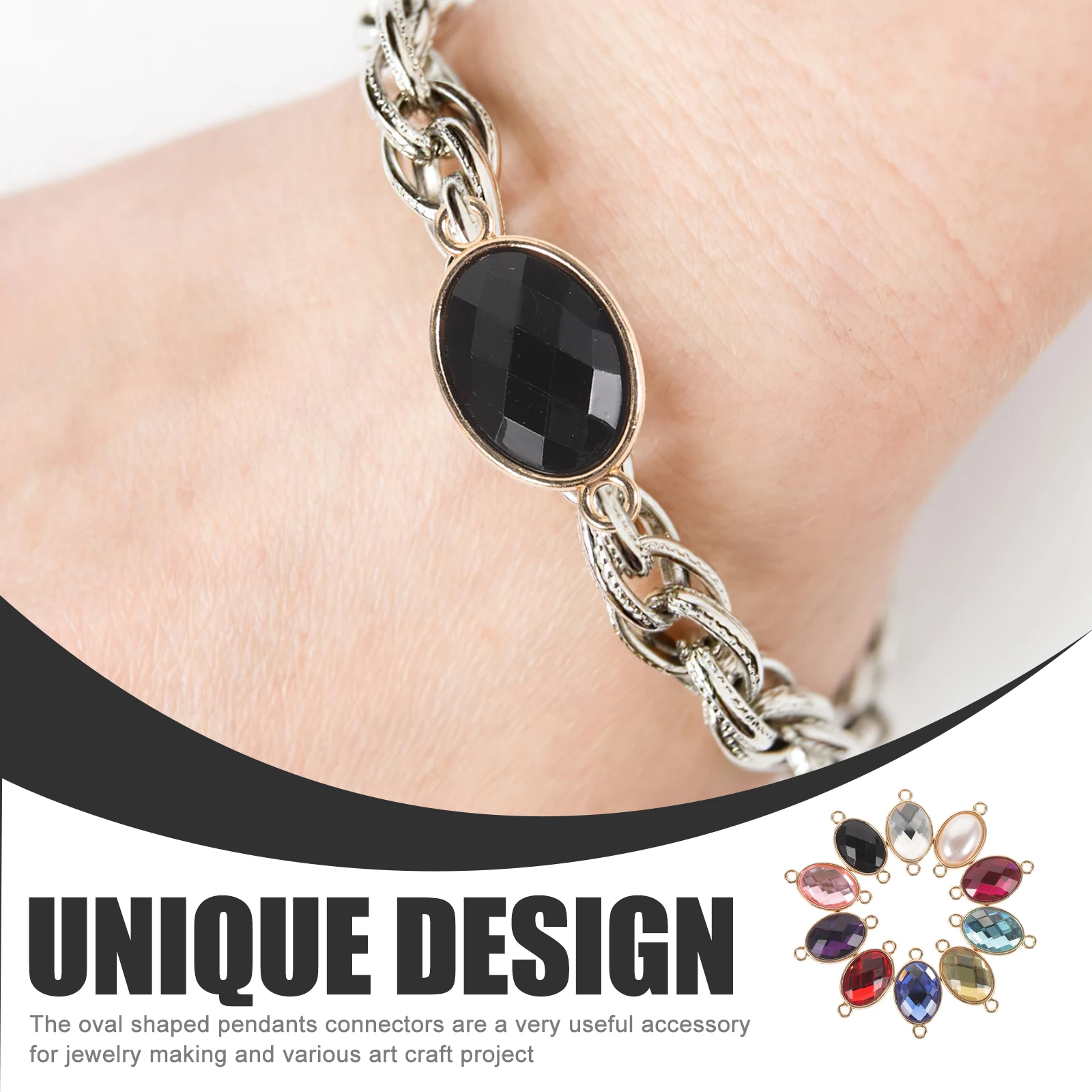 

10 Pcs Cat's Eye Pendant Oval Shape Connector Necklace Jewelry Connectors Charms