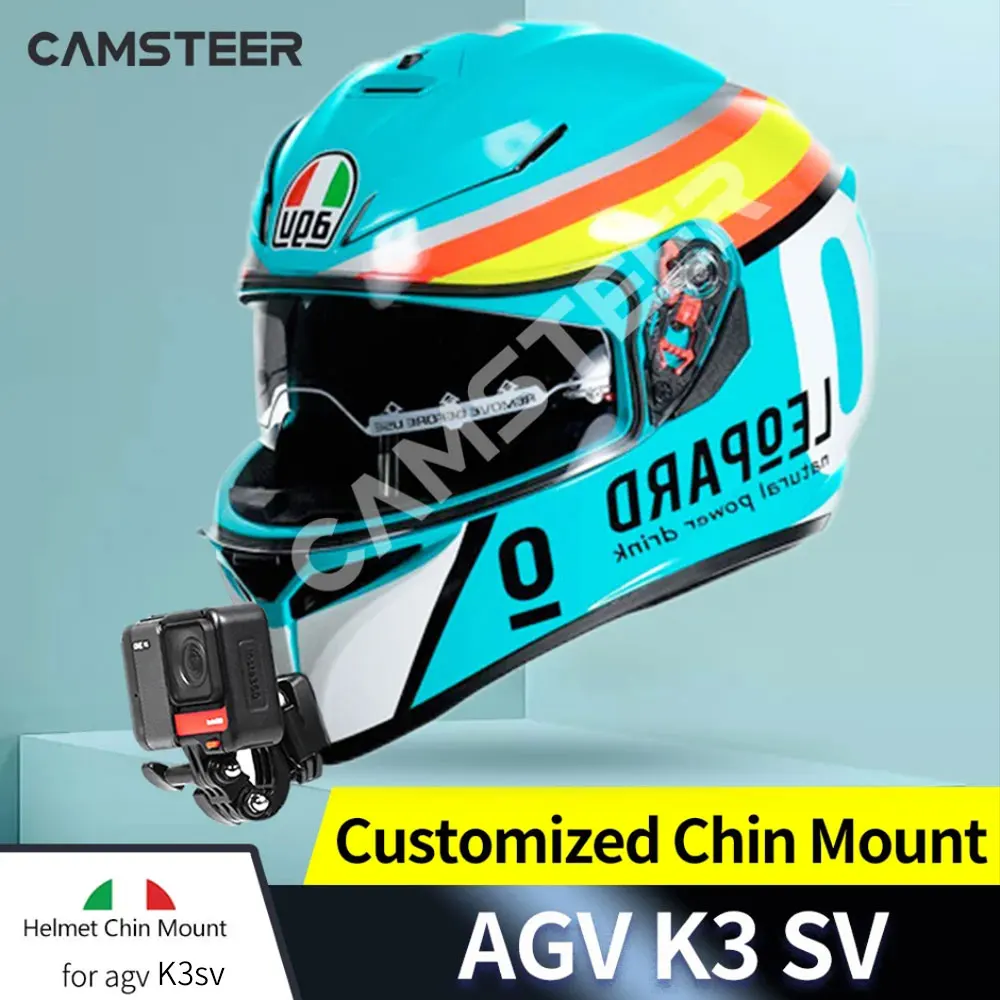 Camsteer AGV K3sv Helmet Custom Aluminium Chin Mount for GoPro Hero12 11 10 9 Insta360 X4 X3 Ace pro DJI Action 5pro 4 3 Camera