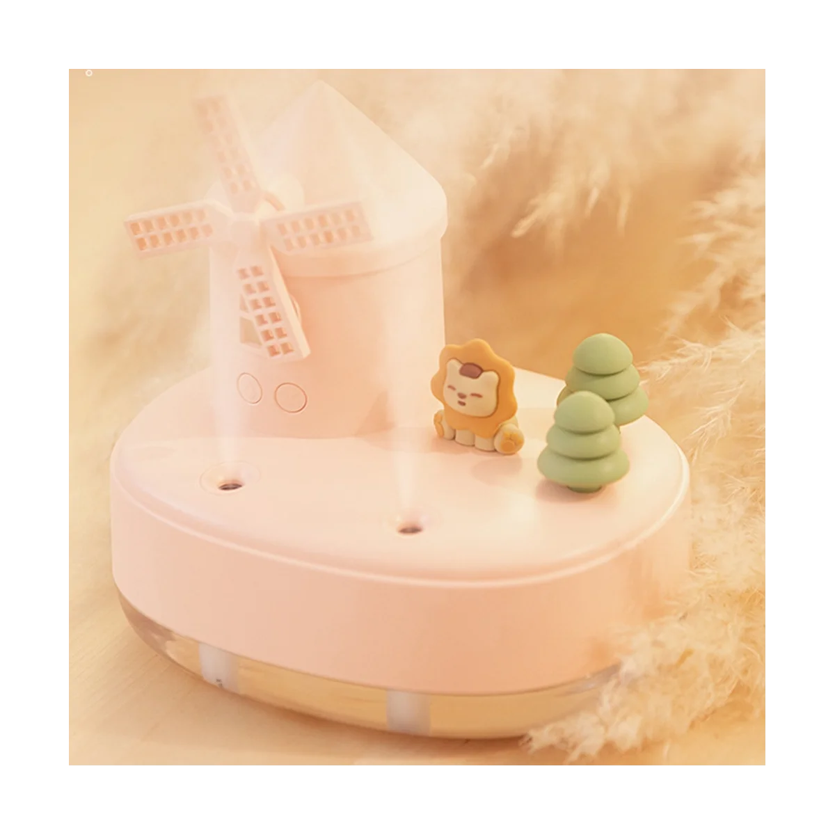 650Ml 가습기 디퓨저, USB 더블 스프레이 노즐, 무선 디퓨저, LED 라이트 뮤직 박스, 핑크