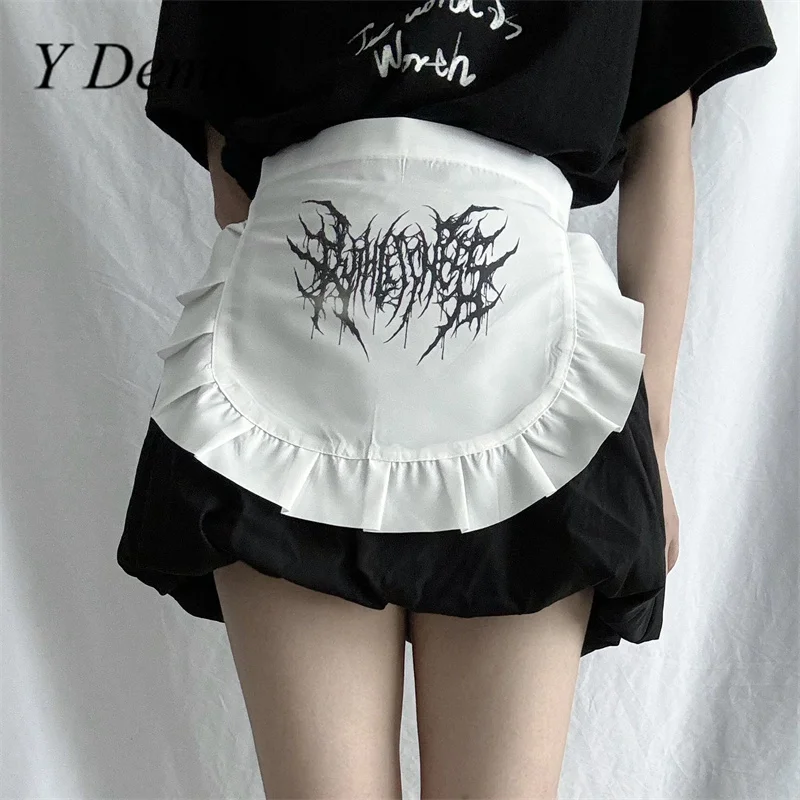 Y 데모 귀여운 금붕어 곤충 프린트 Drawstring Cummerbunds 여성 Y2k 재미 있은 코스프레 앞치마