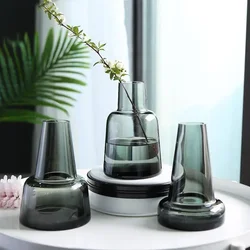 Classic Creative Glass Flower Vase Top Quality Grass Black Transparent Home Deco Reagent Bottle Flower Vase Factory Wholesale